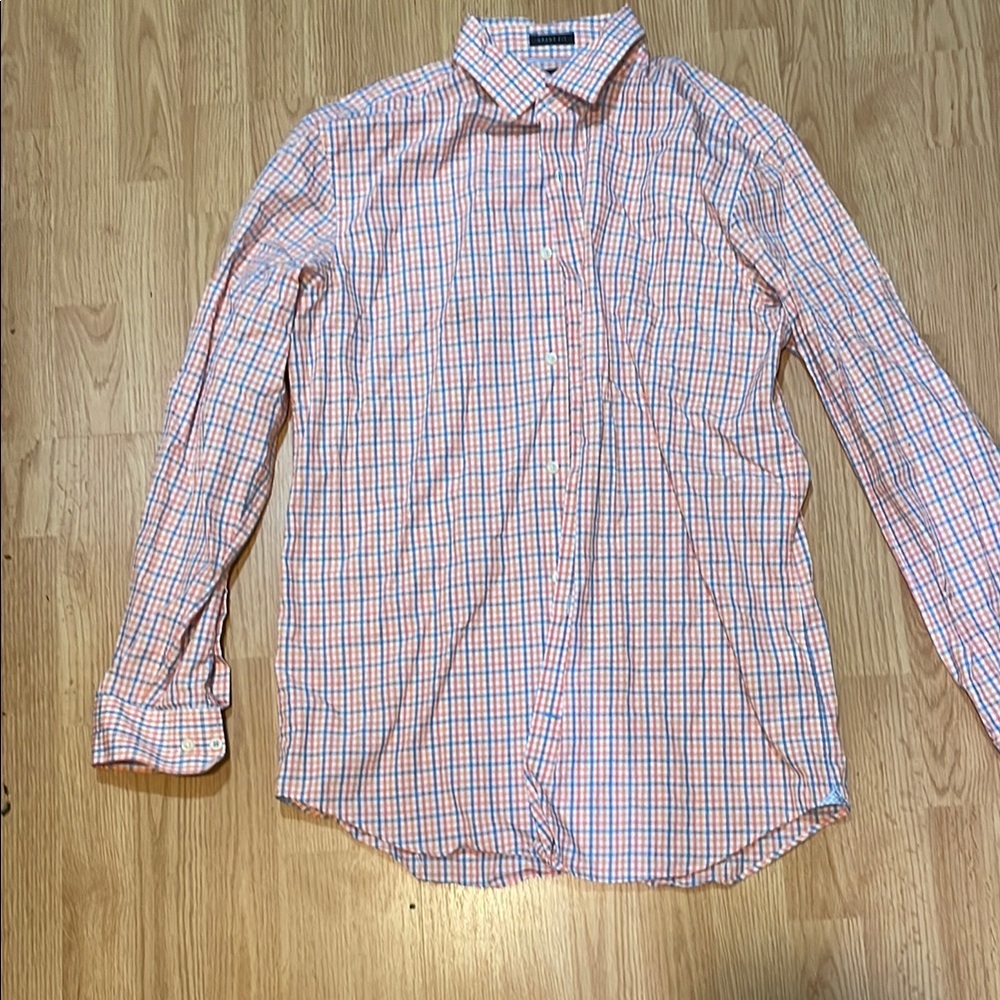 Men’s Large Banana Republic Orange and White Casual Button Down Shirt